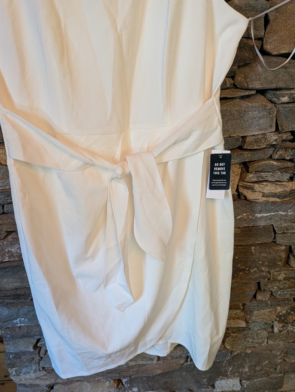 Julia Jordan NWT Soft Ivory Sleeveless Midi Dress, Ties In Front Size Large - Picture 8 of 9